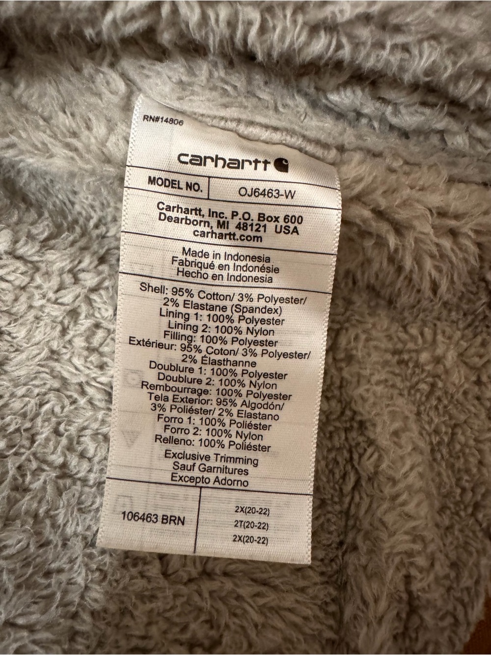 Carhartt Sherpa Lined Loose Fit Jacket 2X Brown Duck Canvas Work Coat - Picture 6 of 8